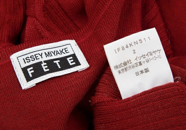 ISSEY MIYAKE FETE Wool Rib-Knit Midi Dress Red Size 2