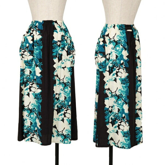 Jean Paul GAULTIER FEMME Rayon Floral Skirt Black Size 40