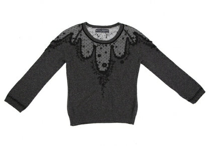 KEITA MARUYAMA Lace Panel Knit Sweater Charcoal Size 2