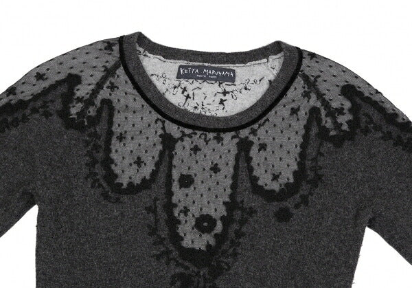 KEITA MARUYAMA Lace Panel Knit Sweater Charcoal Size 2