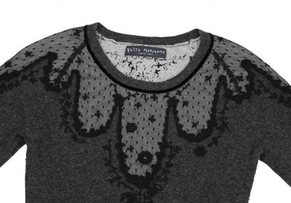 KEITA MARUYAMA Lace Panel Knit Sweater Charcoal Size 2