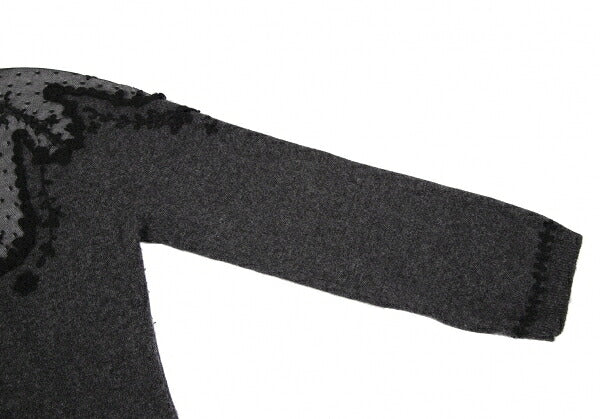 KEITA MARUYAMA Lace Panel Knit Sweater Charcoal Size 2