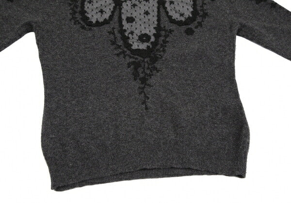 KEITA MARUYAMA Lace Panel Knit Sweater Charcoal Size 2