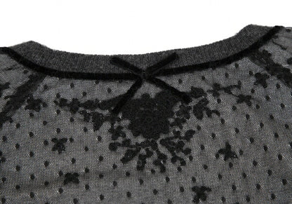 KEITA MARUYAMA Lace Panel Knit Sweater Charcoal Size 2
