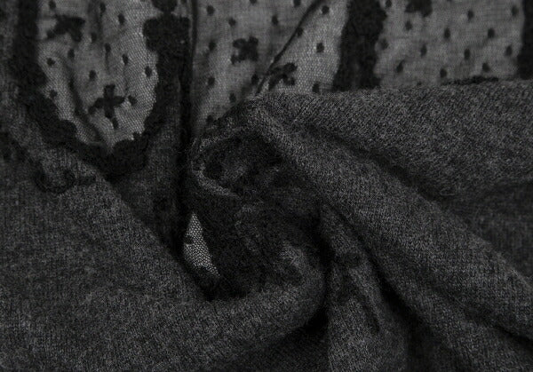 KEITA MARUYAMA Lace Panel Knit Sweater Charcoal Size 2