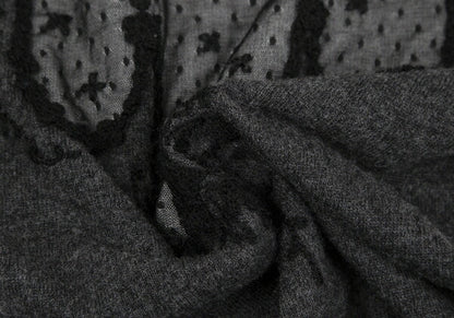 KEITA MARUYAMA Lace Panel Knit Sweater Charcoal Size 2