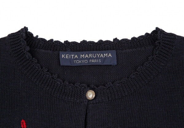 KEITA MARUYAMA Embroidered Short Sleeve Cardigan Blue Size M