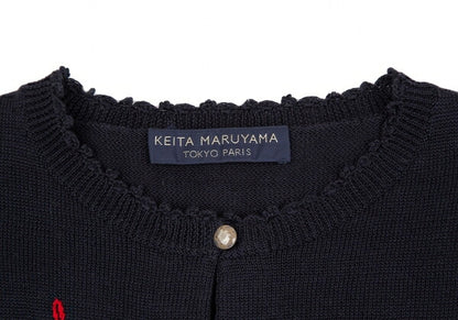 KEITA MARUYAMA Embroidered Short Sleeve Cardigan Blue Size M