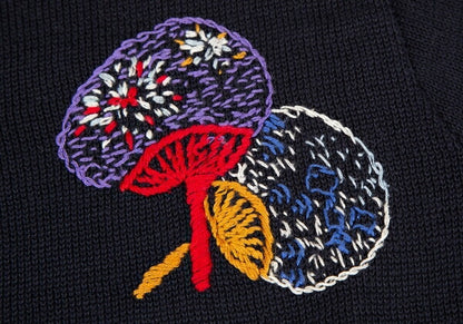 KEITA MARUYAMA Embroidered Short Sleeve Cardigan Blue Size M