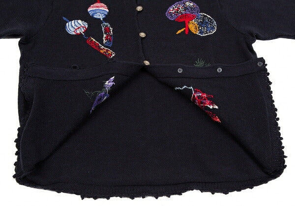 KEITA MARUYAMA Embroidered Short Sleeve Cardigan Blue Size M