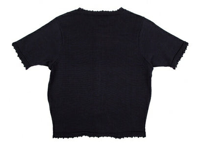 KEITA MARUYAMA Embroidered Short Sleeve Cardigan Blue Size M