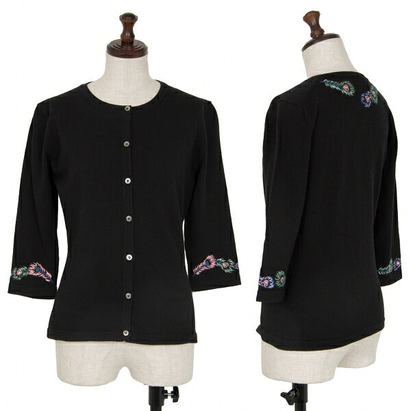 KEITA MARUYAMA Peacock Embroidery 3/4 Cardigan Black Size 1