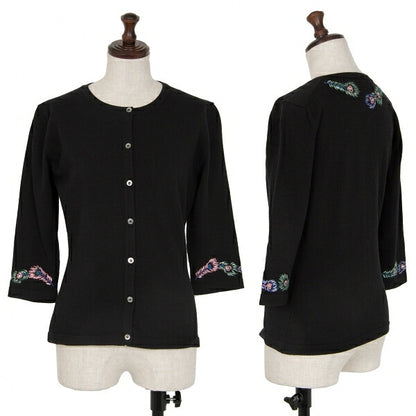 KEITA MARUYAMA Peacock Embroidery 3/4 Cardigan Black Size 1