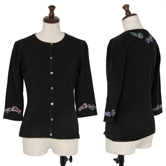 KEITA MARUYAMA Peacock Embroidery 3/4 Cardigan Black Size 1