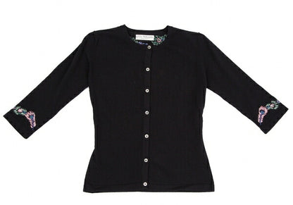 KEITA MARUYAMA Peacock Embroidery 3/4 Cardigan Black Size 1