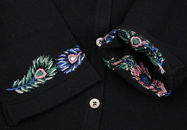 KEITA MARUYAMA Peacock Embroidery 3/4 Cardigan Black Size 1