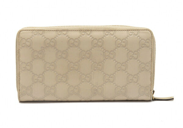 GUCCI Guccissima GG Round Zip Wallet Ivory