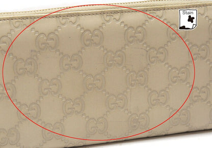 GUCCI Guccissima GG Round Zip Wallet Ivory