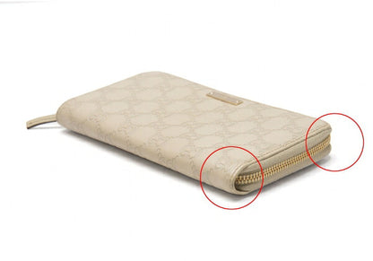 GUCCI Guccissima GG Round Zip Wallet Ivory