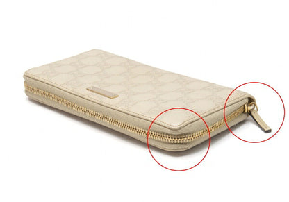 GUCCI Guccissima GG Round Zip Wallet Ivory
