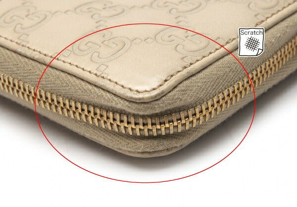 GUCCI Guccissima GG Round Zip Wallet Ivory