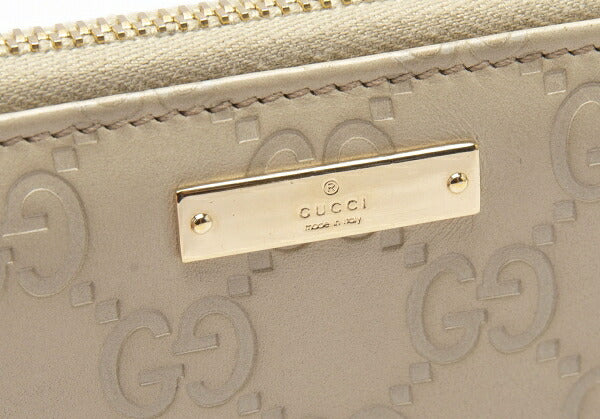 GUCCI Guccissima GG Round Zip Wallet Ivory