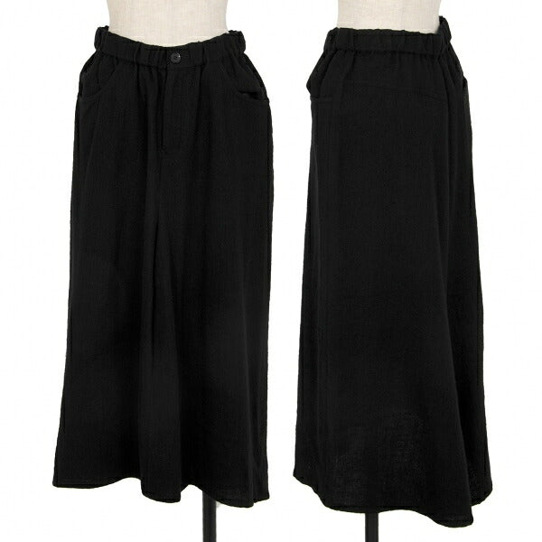 Y's Brushed Wool A-Line Midi Skirt Black Size 2