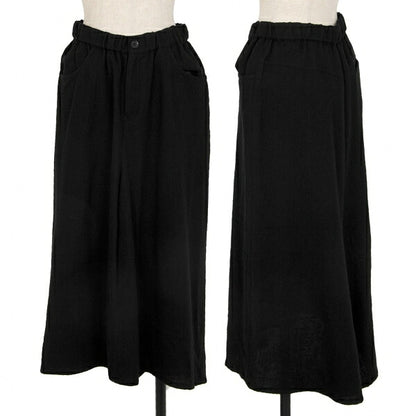 Y's Brushed Wool A-Line Midi Skirt Black Size 2