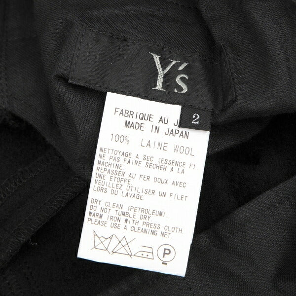 Y's Brushed Wool A-Line Midi Skirt Black Size 2