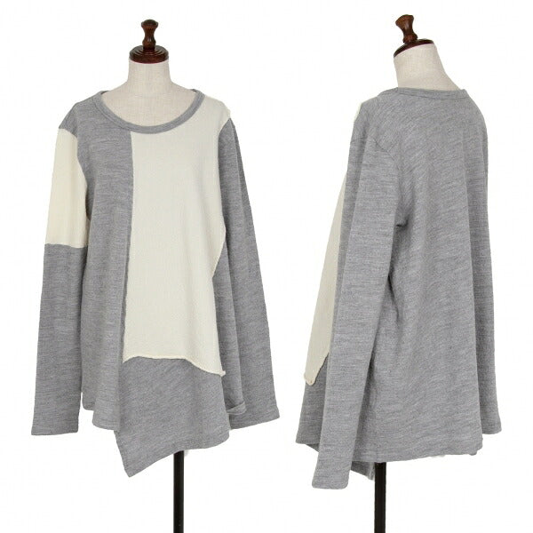 Y's 22AW Wool Compressed Flare Top Gray Cream Size 2