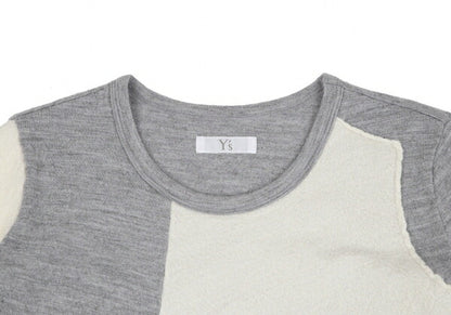 Y's 22AW Wool Compressed Flare Top Gray Cream Size 2