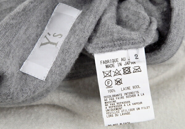 Y's 22AW Wool Compressed Flare Top Gray Cream Size 2
