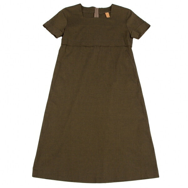 gigli Stretch Square Neck Short Sleeve Dress Khaki Size 38M