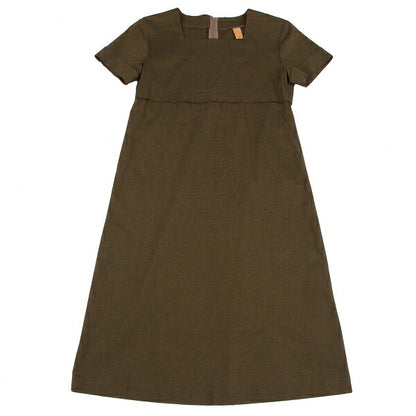 gigli Stretch Square Neck Short Sleeve Dress Khaki Size 38M