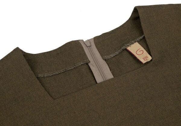 gigli Stretch Square Neck Short Sleeve Dress Khaki Size 38M