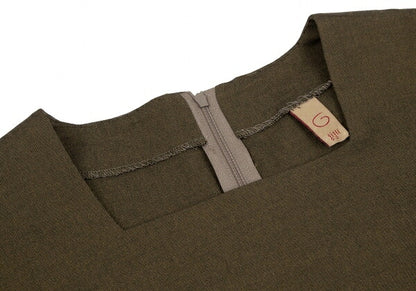 gigli Stretch Square Neck Short Sleeve Dress Khaki Size 38M