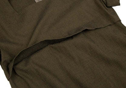 gigli Stretch Square Neck Short Sleeve Dress Khaki Size 38M