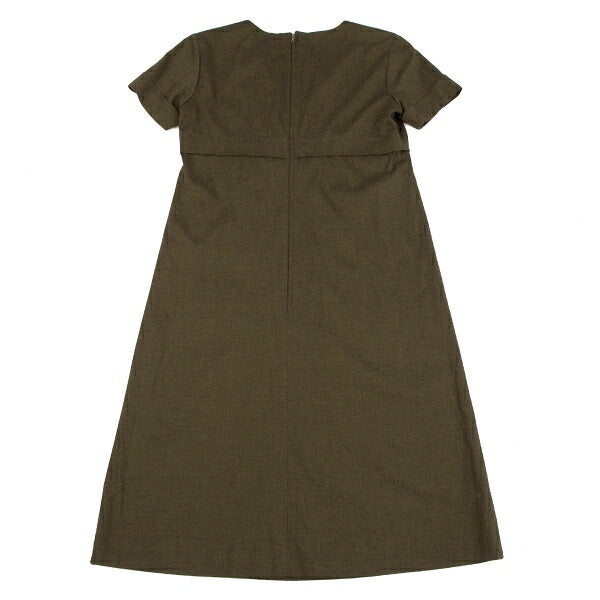 gigli Stretch Square Neck Short Sleeve Dress Khaki Size 38M
