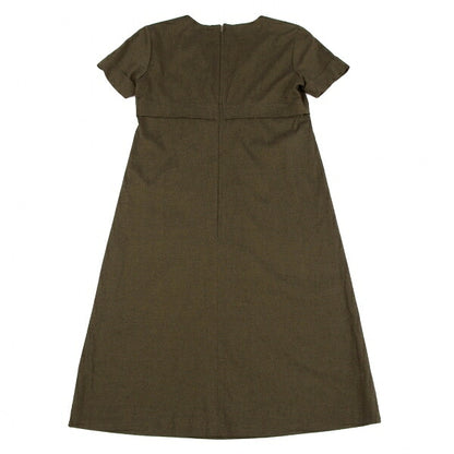 gigli Stretch Square Neck Short Sleeve Dress Khaki Size 38M