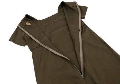gigli Stretch Square Neck Short Sleeve Dress Khaki Size 38M