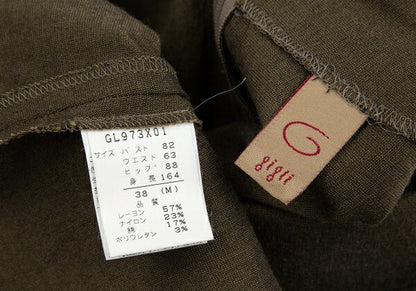 gigli Stretch Square Neck Short Sleeve Dress Khaki Size 38M