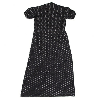 PINK HOUSE Small Floral Print Gathered Dress Black Size M