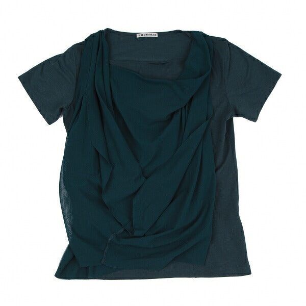 ISSEY MIYAKE Drape Mesh Layered T-Shirt Dark Green Size 2