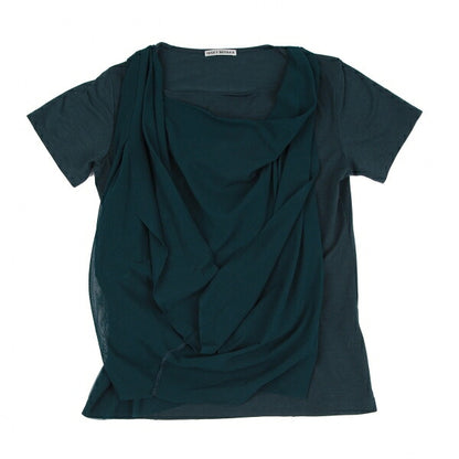 ISSEY MIYAKE Drape Mesh Layered T-Shirt Dark Green Size 2