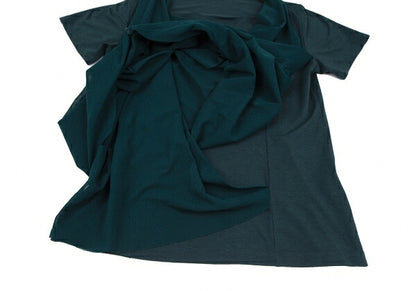 ISSEY MIYAKE Drape Mesh Layered T-Shirt Dark Green Size 2