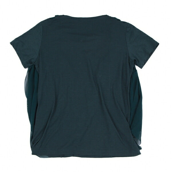 ISSEY MIYAKE Drape Mesh Layered T-Shirt Dark Green Size 2
