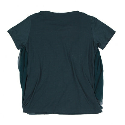 ISSEY MIYAKE Drape Mesh Layered T-Shirt Dark Green Size 2