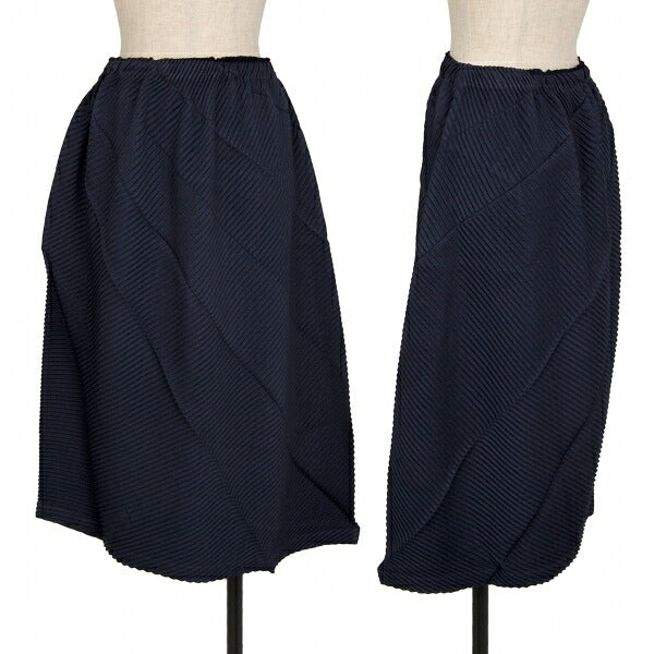 ISSEY MIYAKE 19SS Bias Zigzag Pleated Skirt Navy Size 2