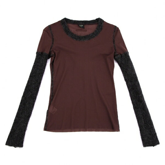 Jean Paul GAULTIER FEMME Hairy Knit Power Shirt Red Size 40