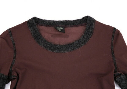 Jean Paul GAULTIER FEMME Hairy Knit Power Shirt Red Size 40